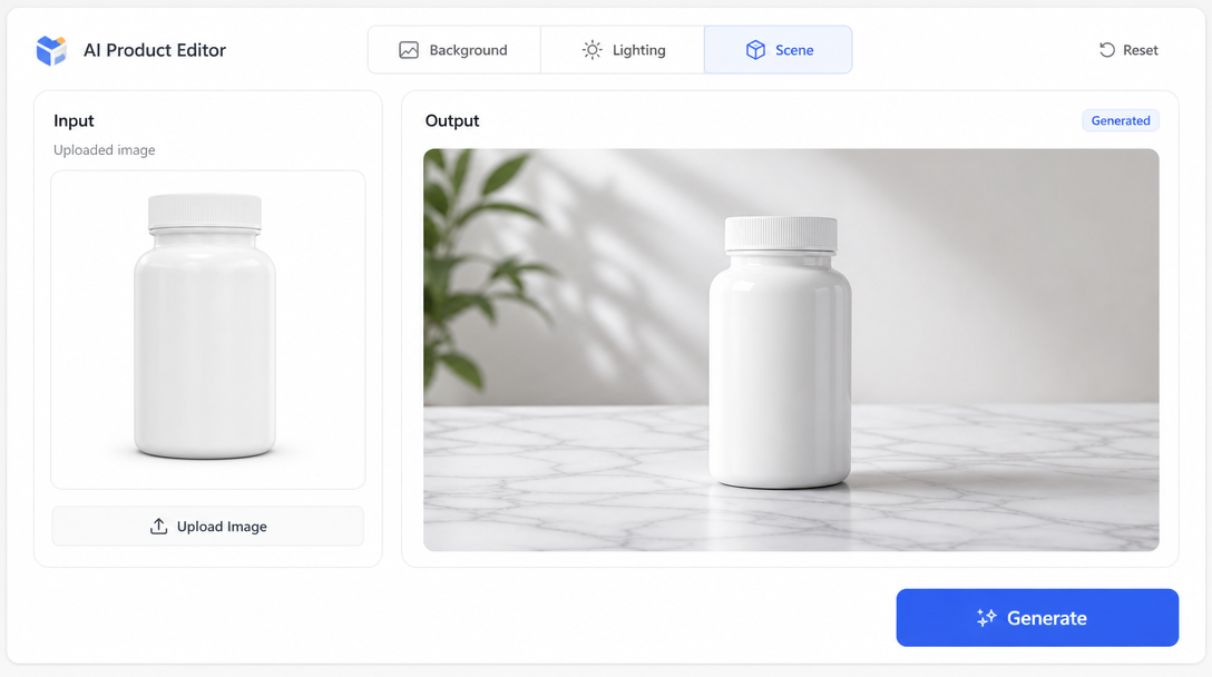 AI product photography for supplements